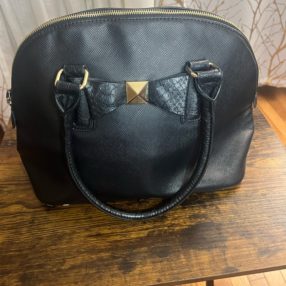 Apt. 9 Black Satchel with Gold Accents